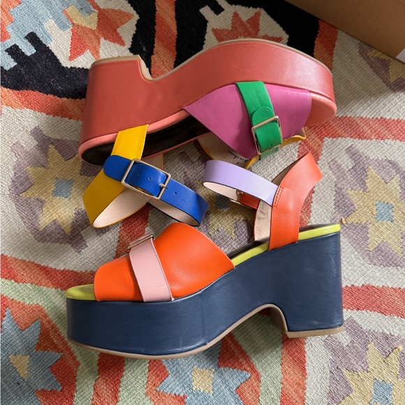 Charlotte Stone Raf Platform Sandals in Solimar Multicolor Size 8 - Picture 5 of 10